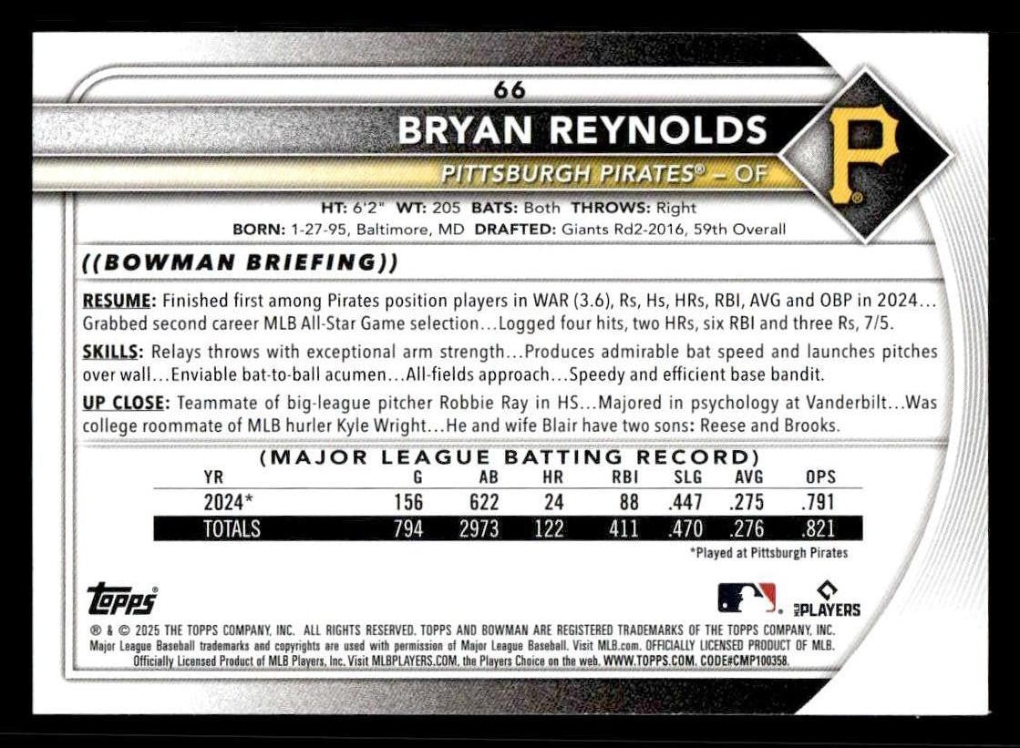 2025 Bowman #66 Bryan Reynolds