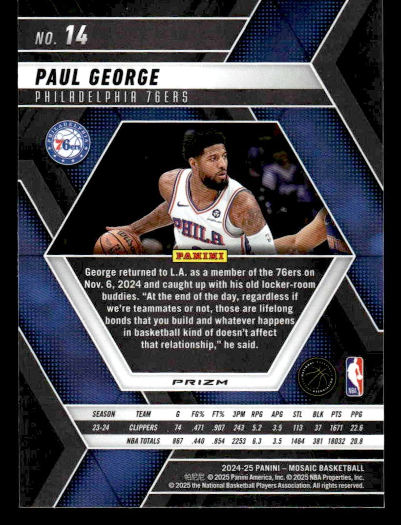 2024-25 Panini Mosaic #14 Paul George Premium