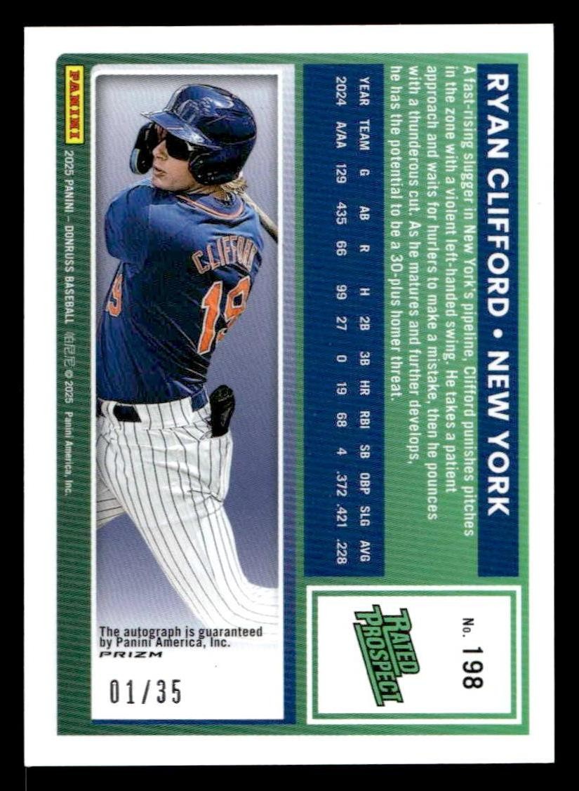 2025 Donruss #198 Ryan Clifford Signatures Carolina Blue - #01/35