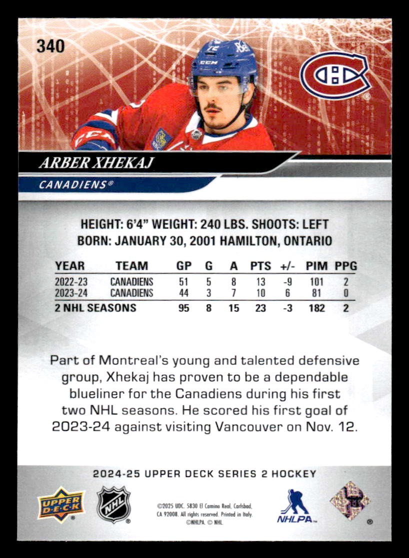 2024-25 Upper Deck #340 Arber Xhekaj