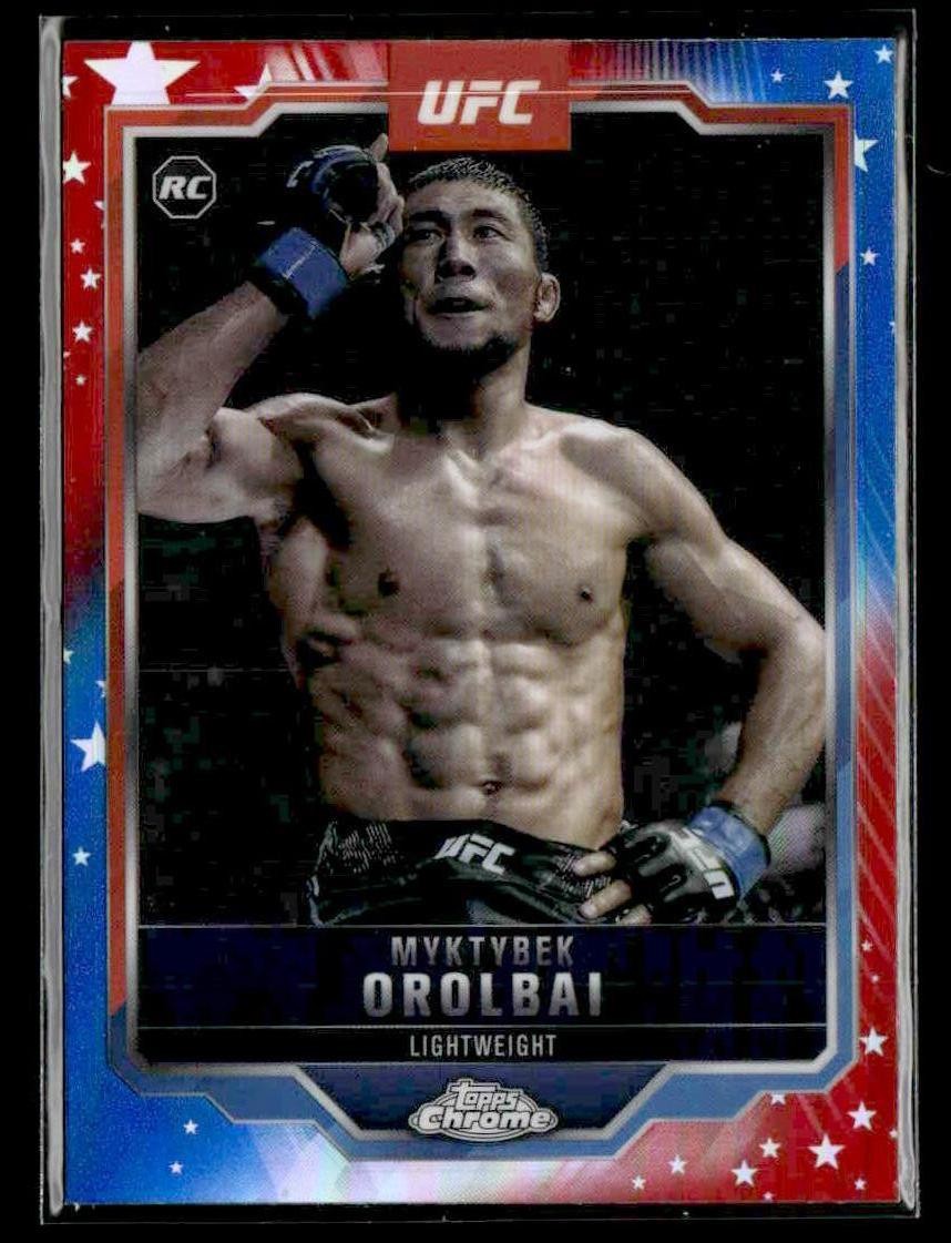 2025 Topps Chrome UFC #77 Myktybek Orolbai Red & Blue Refractor
