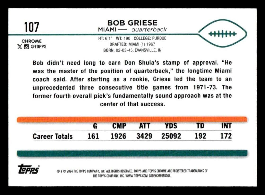2024 Topps Chrome #107 Bob Griese