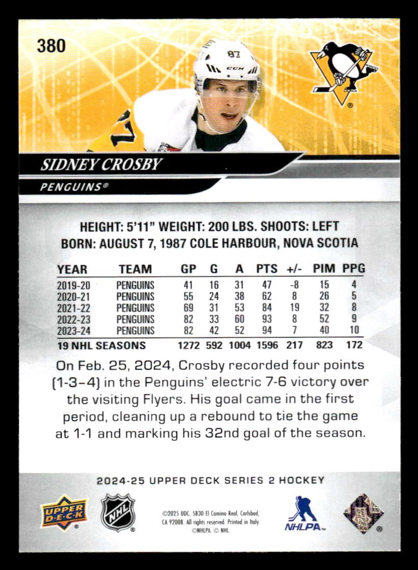 2024-25 Upper Deck #380 Sidney Crosby