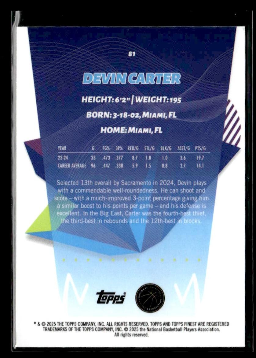 2024-25 Topps Finest #81 Devin Carter