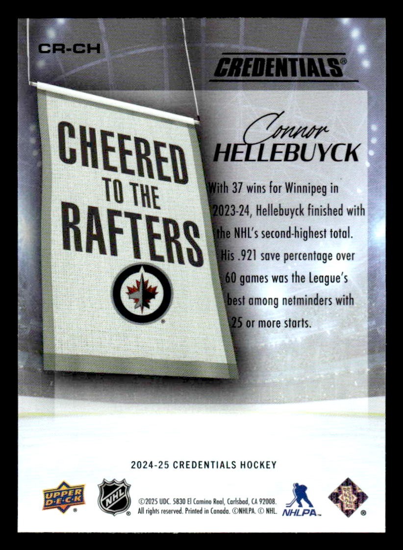 2024-25 Upper Deck Credentials #CR-CH Connor Hellebuyck Cheered to the Rafters