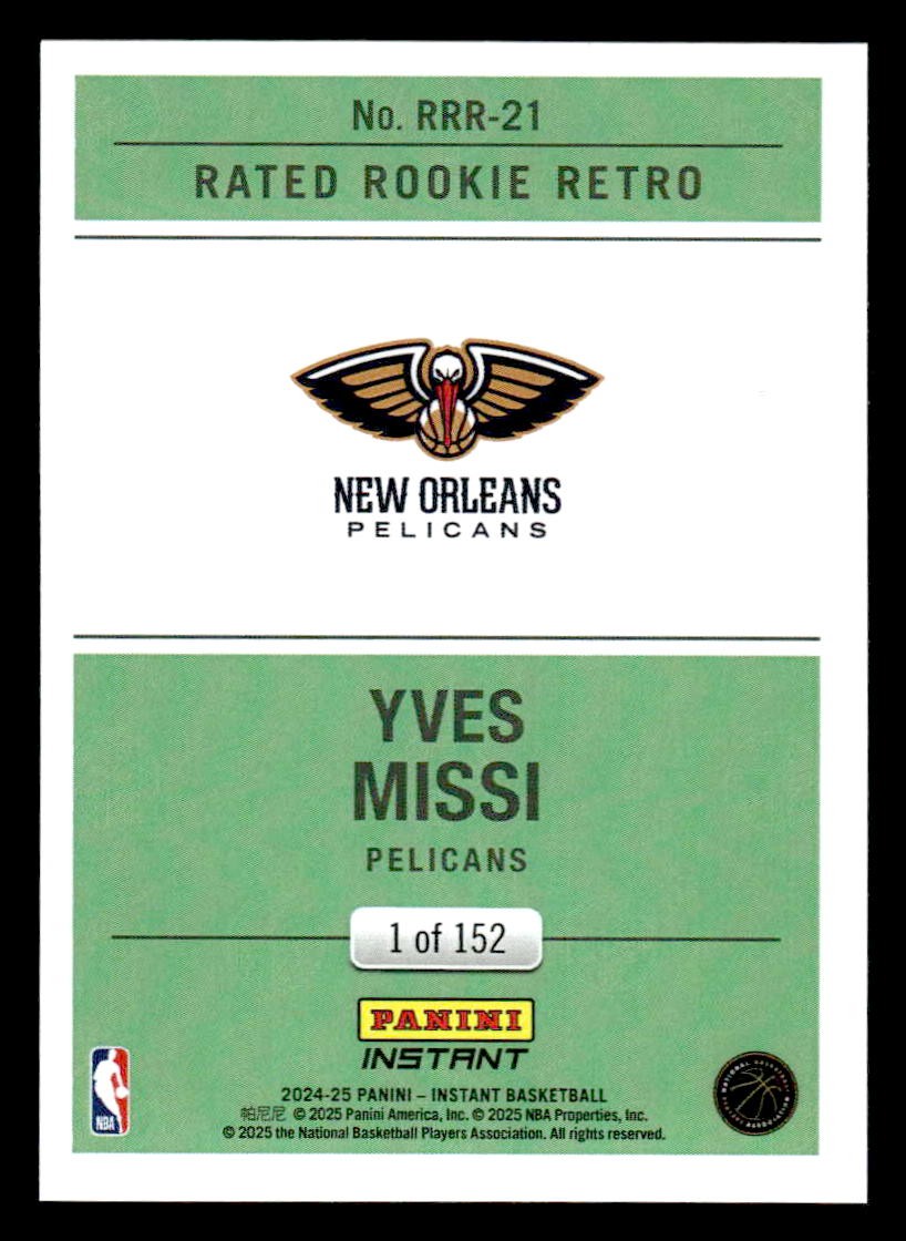 2024-25 Panini Instant #RRR-21 Yves Missi Rated Rookie Retro #/152
