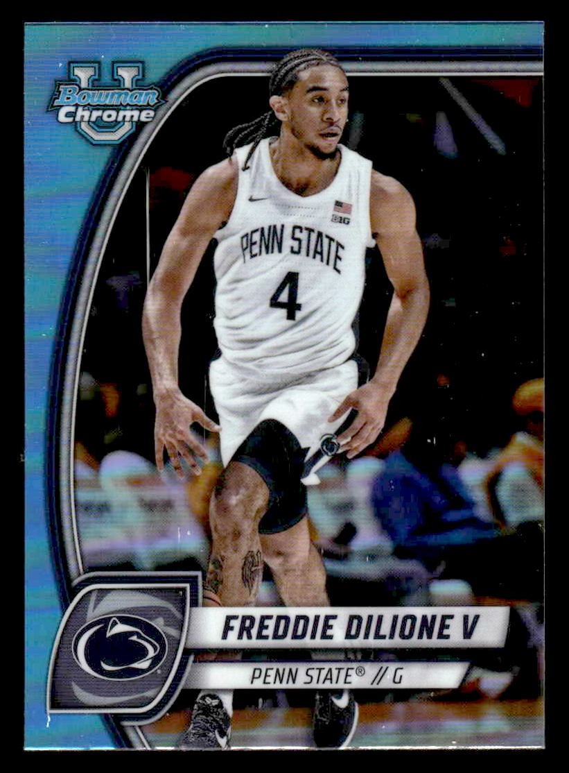 2024-25 Bowman University Chrome #96 Freddie Dilione Blue Shimmer Refractor