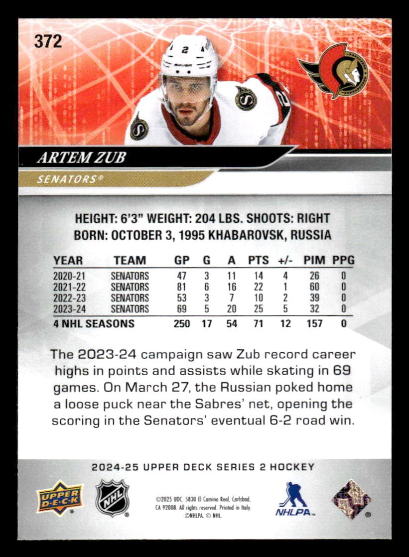 2024-25 Upper Deck #372 Artem Zub