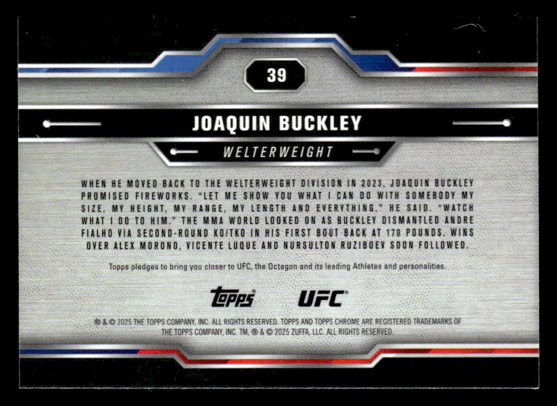2025 Topps Chrome UFC #39 Joaquin Buckley Prism Refractor