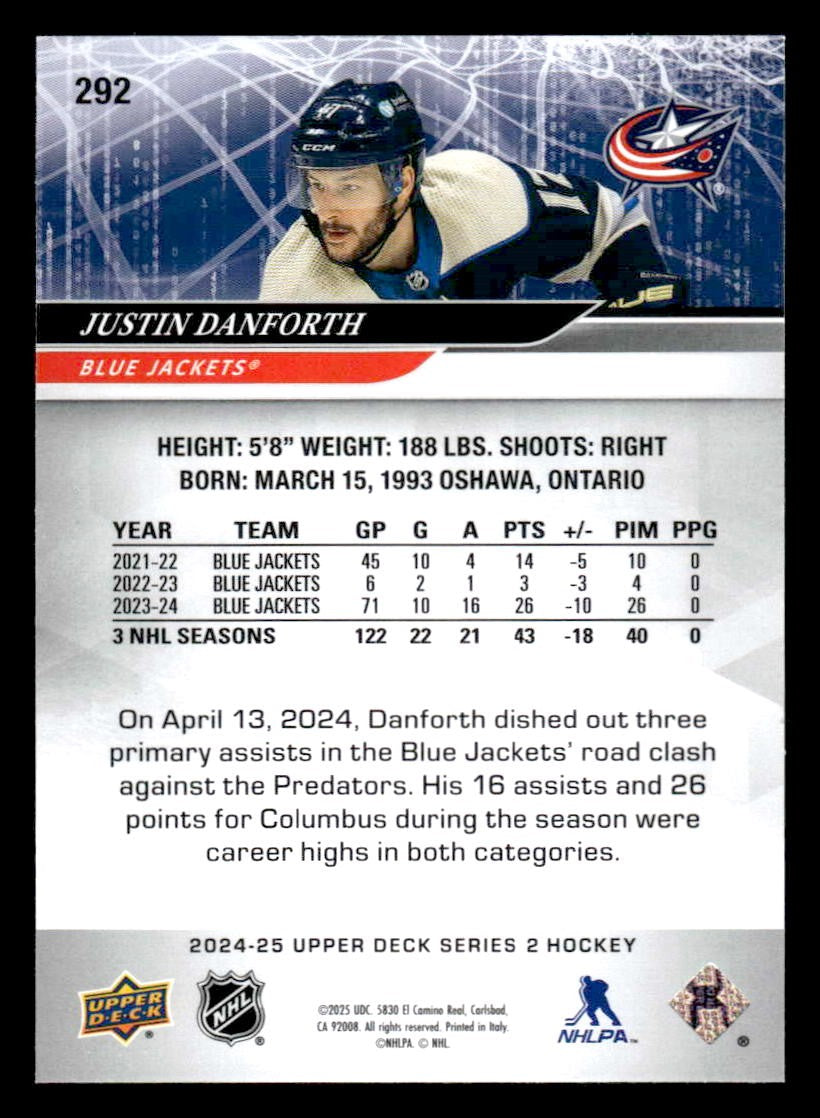 2024-25 Upper Deck #292 Justin Danforth