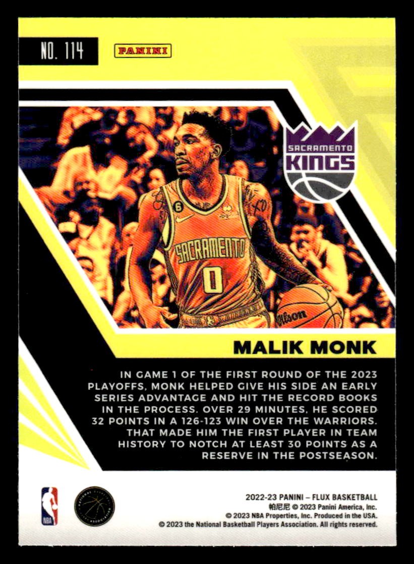 2022-23 Panini Flux #114 Malik Monk