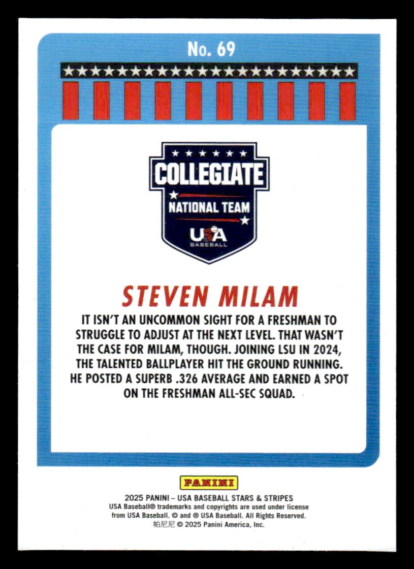 2025 Panini Stars and Stripes USA Baseball #69 Steven Milam