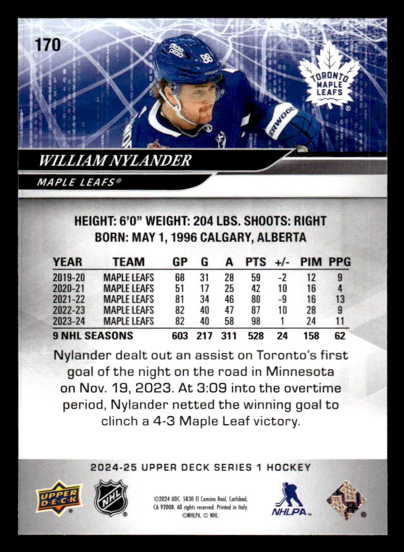 2024-25 Upper Deck #170 William Nylander