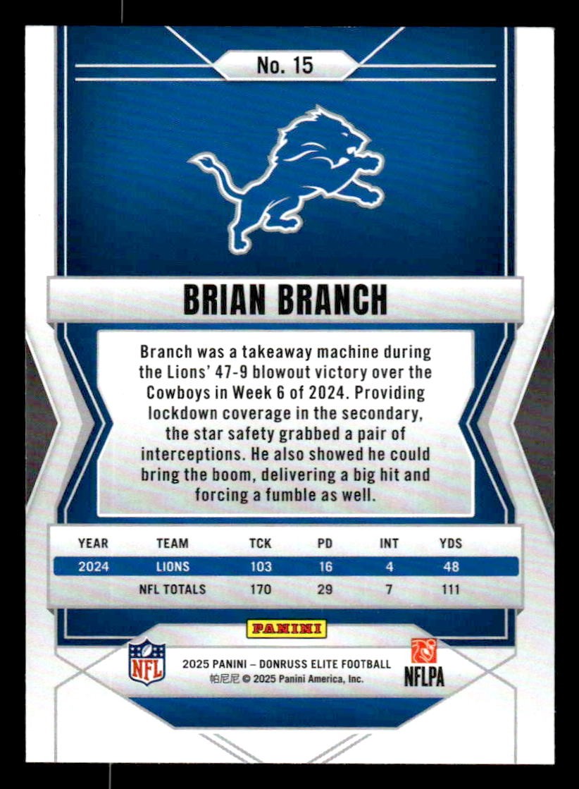 2025 Donruss Elite #15 Brian Branch