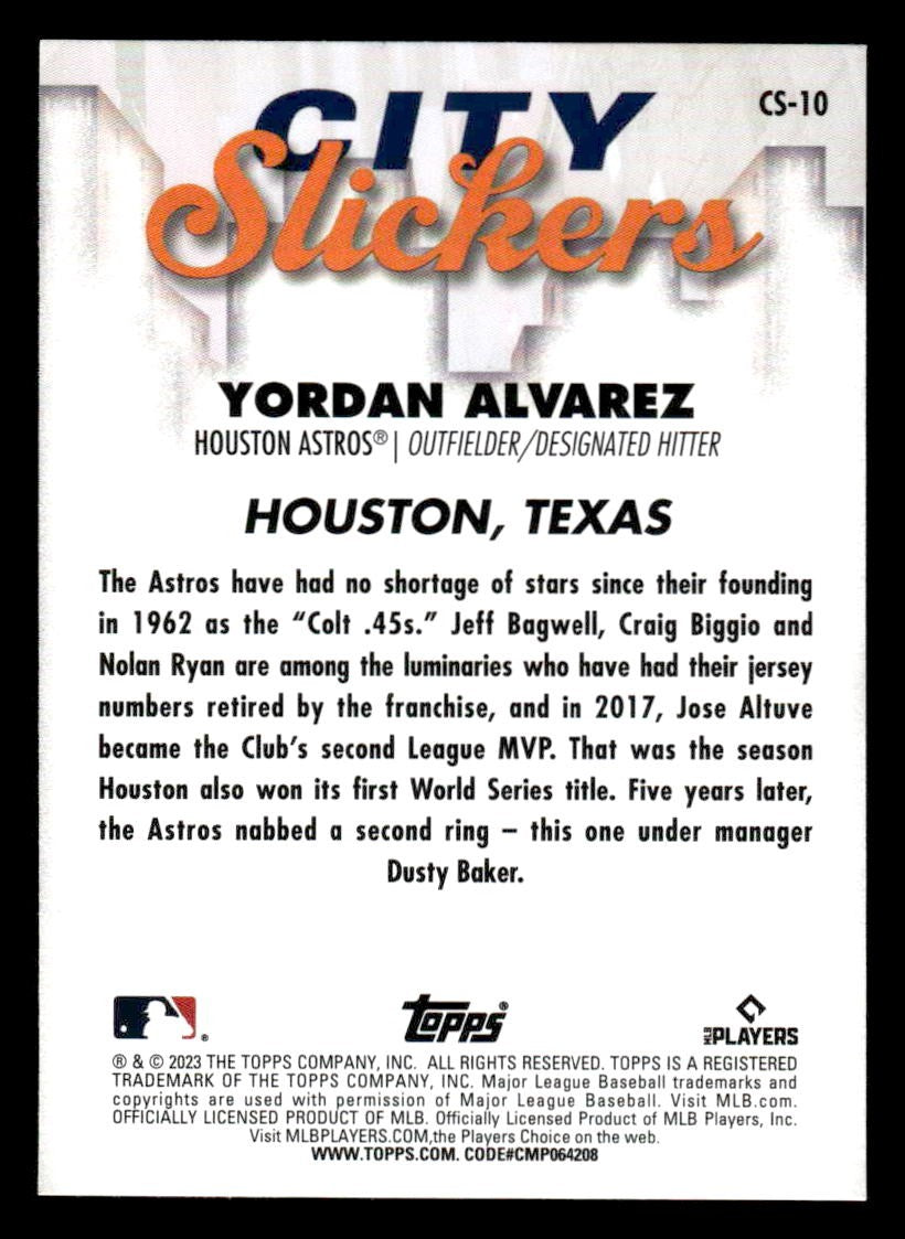 2023 Topps Big League #CS-10 Yordan Alvarez City Slickers