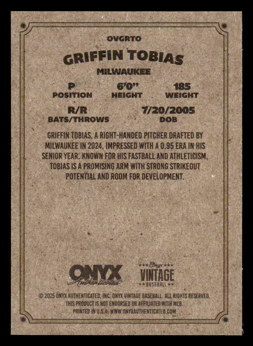 2025 Onyx Vintage #OVGRTO Griffin Tobias