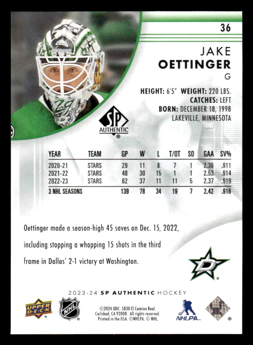 2023-24 SP #36 Jake Oettinger