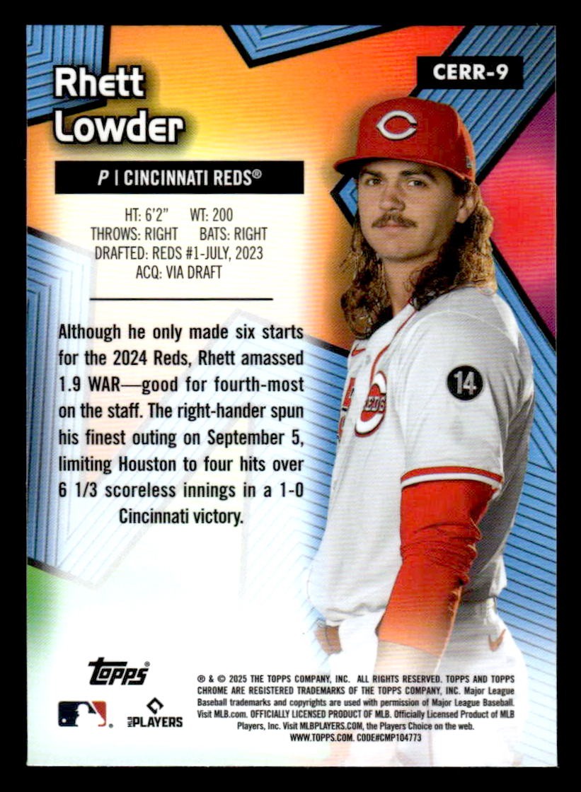 2025 Topps Chrome #CERR-9 Rhett Lowder Chrome All-Etch Rookie Rush