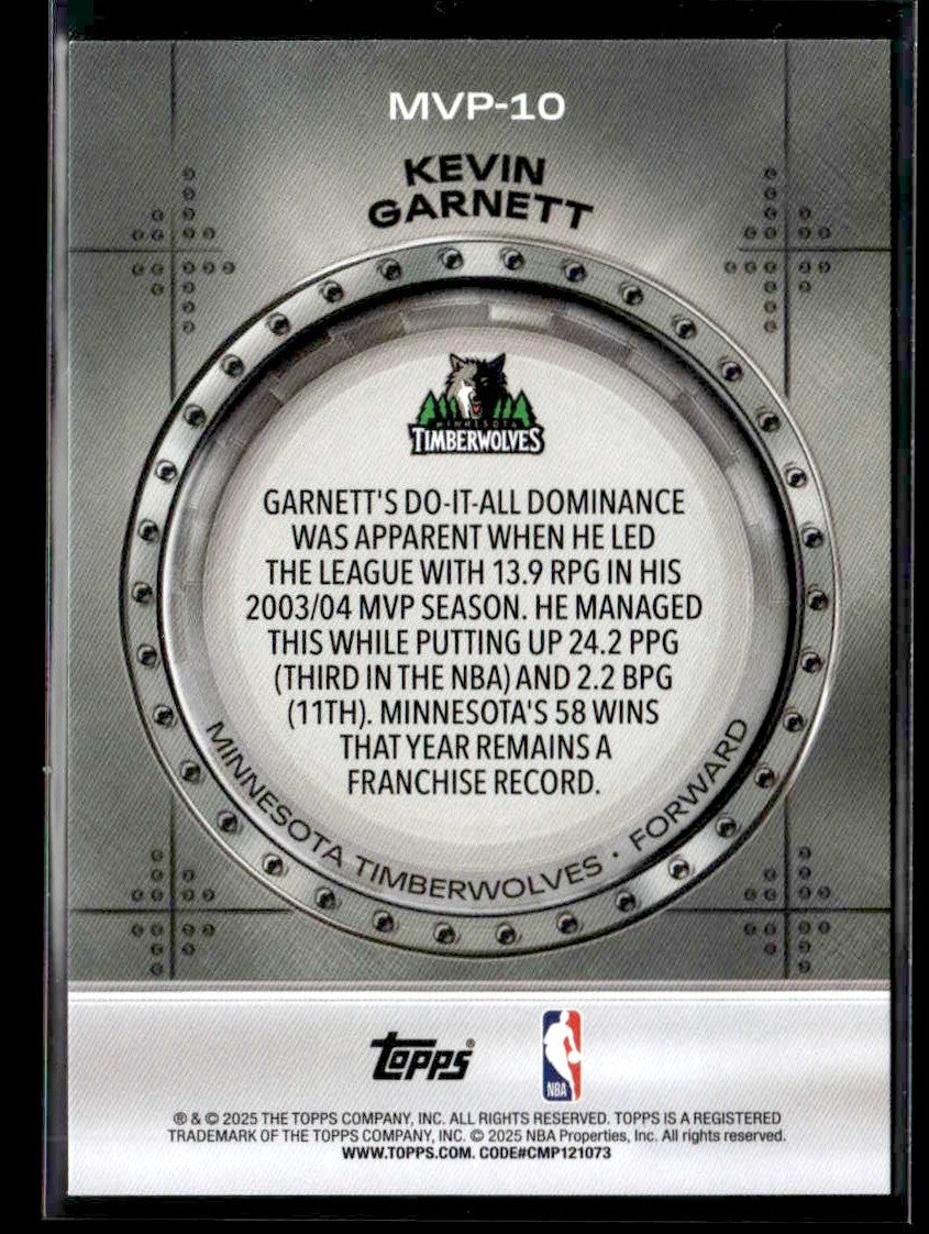 2025-26 Topps #MVP-10 Kevin Garnett MVP Vault