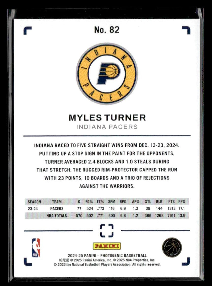 2024-25 Panini PhotoGenic #82 Myles Turner
