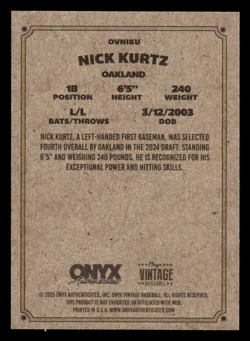 2025 Onyx Vintage #OVNIKU Nick Kurtz