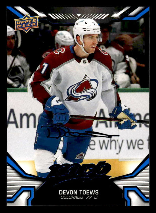 2022-23 Upper Deck MVP #81 Devon Toews Blue Script