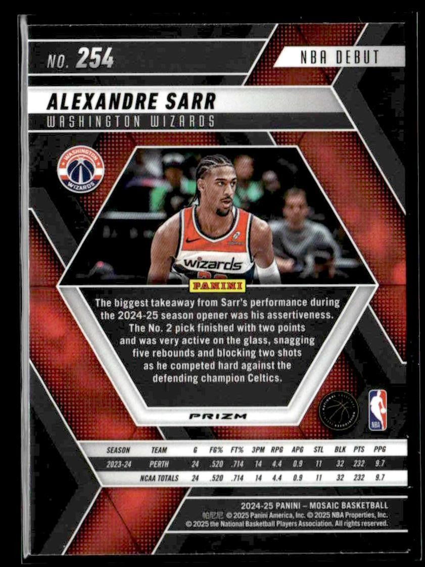 2024-25 Panini Mosaic #254 Alexandre Sarr Red Mosaic
