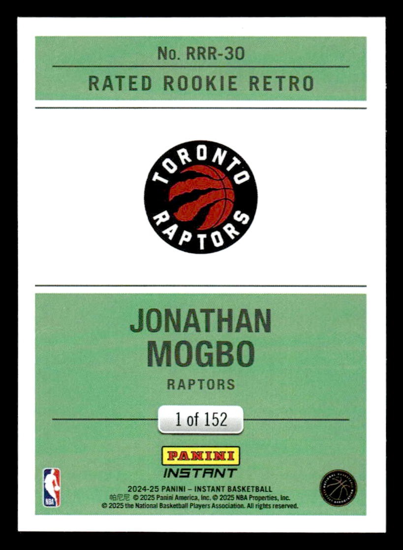 2024-25 Panini Instant #RRR-30 Jonathan Mogbo Rated Rookie Retro #/152