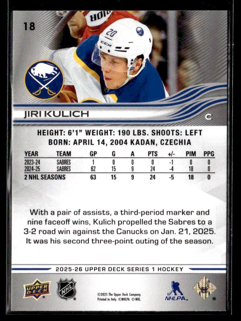 2025-26 Upper Deck #18 Jiri Kulich