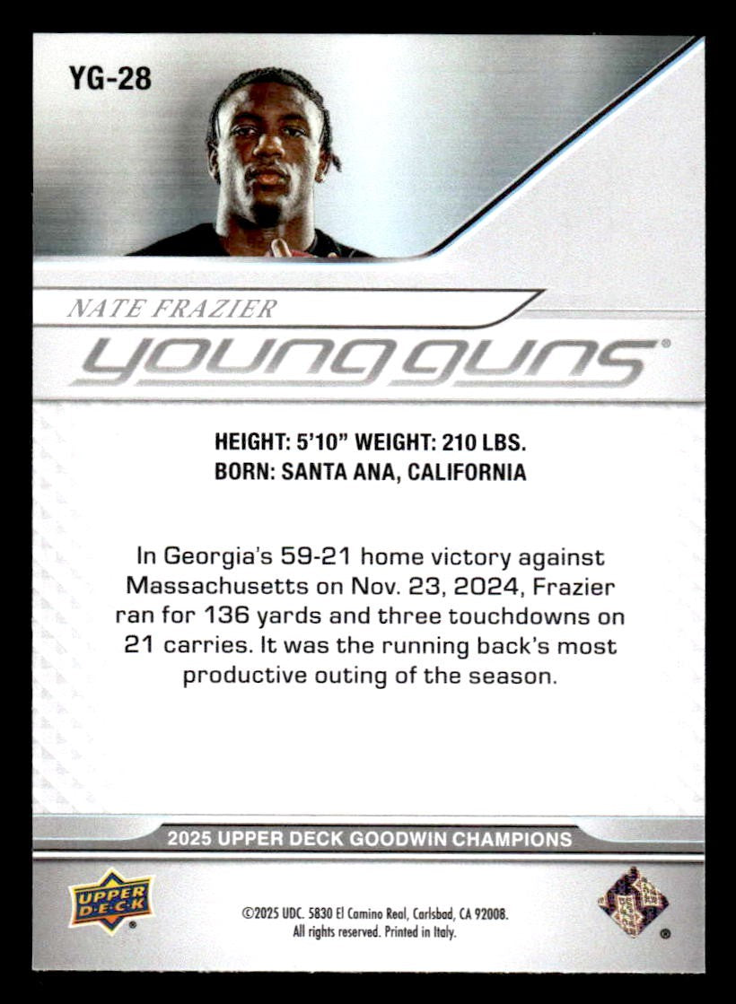 2025 Upper Deck Goodwin Champions #YG-28 Nate Frazier Young Guns