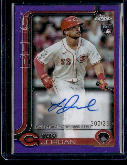 2025 Topps Chrome #RA-LJ Levi Jordan Rookie Autographs Purple Refractors #/250