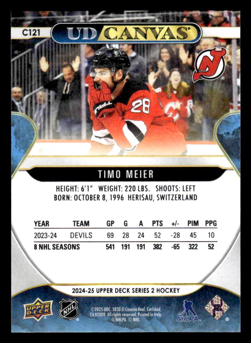 2024-25 Upper Deck #C121 Timo Meier UD Canvas