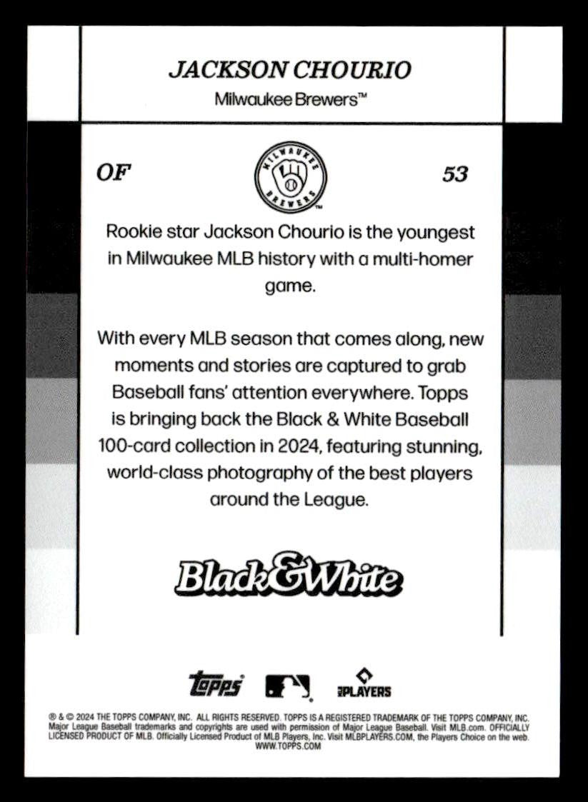 2024 Topps Black & White #53 Jackson Chourio