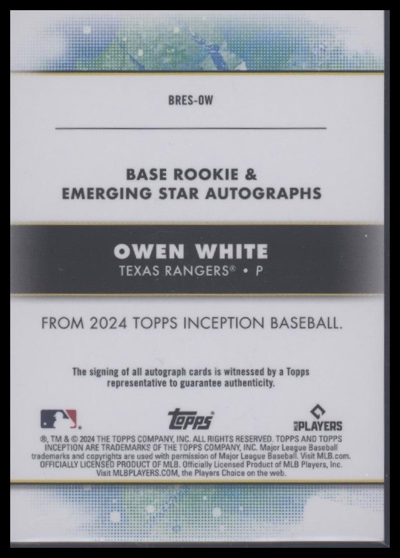 2024 Topps Inception #BRES-OW Owen White Rookie Autos Purple #/199