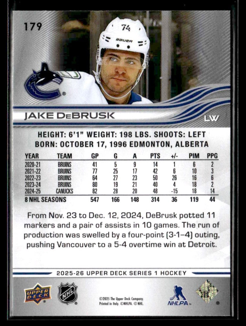 2025-26 Upper Deck #179 Jake DeBrusk
