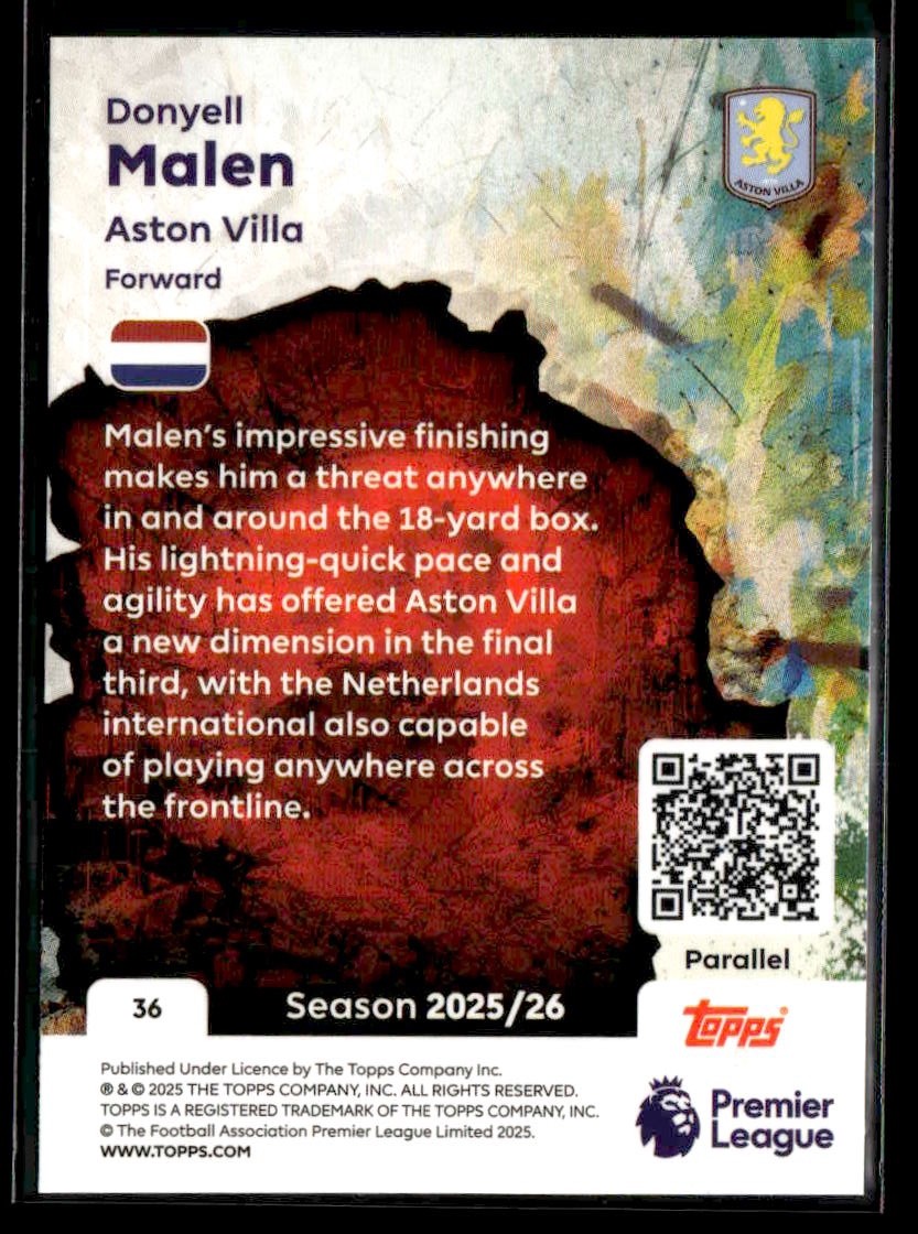 2025-26 Topps Premier League #36 Donyell Malen Green Rainbow Foil #/99
