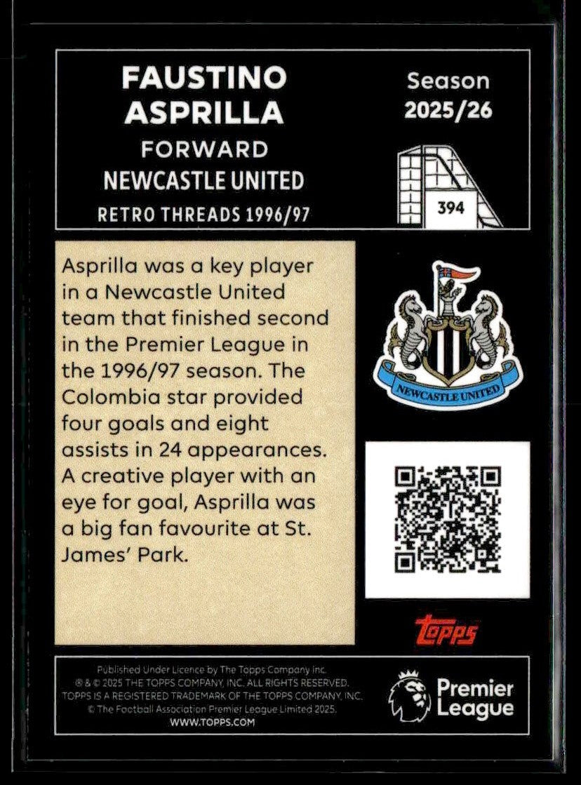 2025-26 Topps Premier League #394 Faustino Asprilla Rainbow Foil