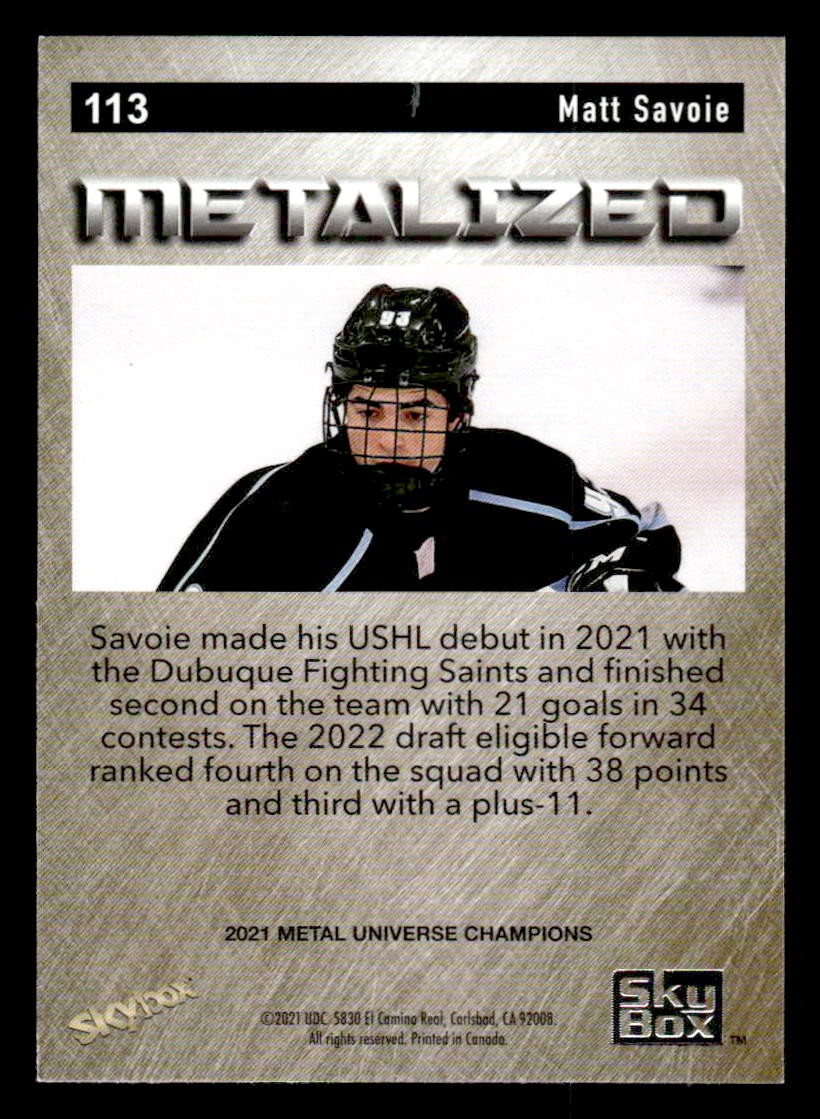 2021 SkyBox Metal Universe Champions #113 Matt Savoie