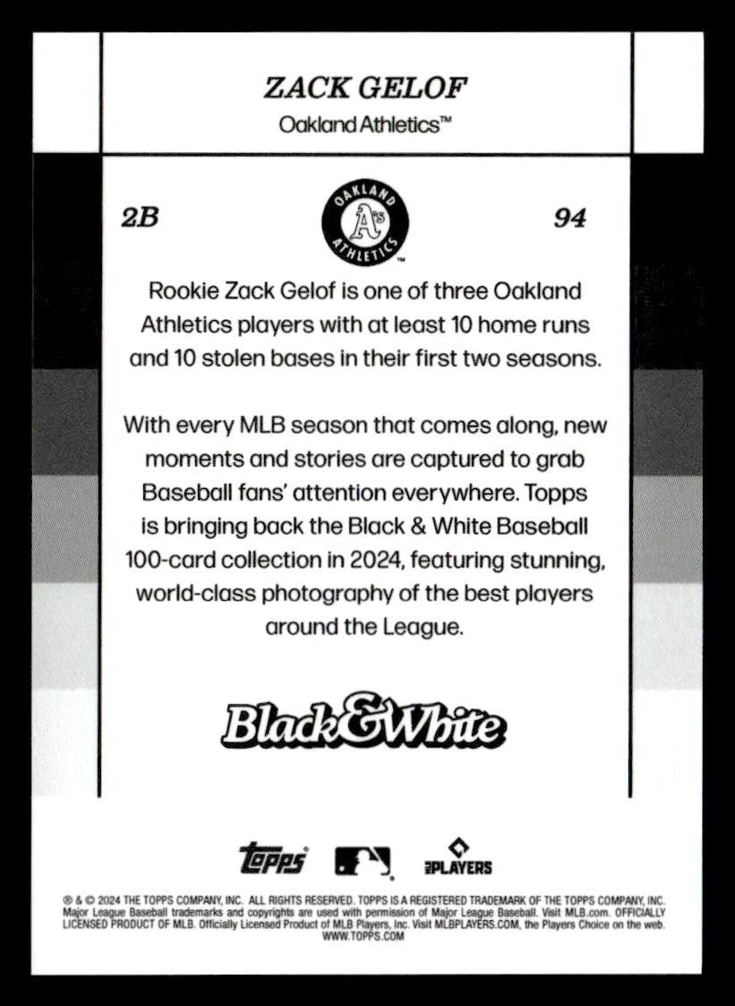 2024 Topps Black & White #94 Zack Gelof