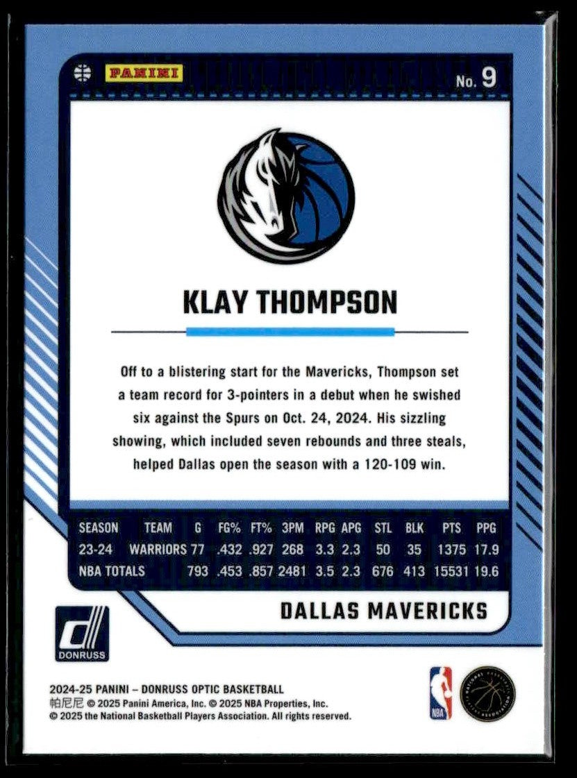 2024-25 Donruss Optic #9 Klay Thompson