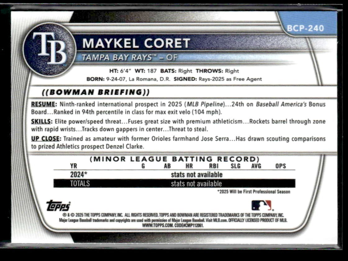 2025 Bowman Chrome #BCP-240 Maykel Coret