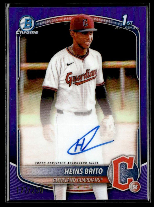 2025 Bowman Chrome #CPA-HB Heins Brito Prospect Autographs Purple Refr #177/250