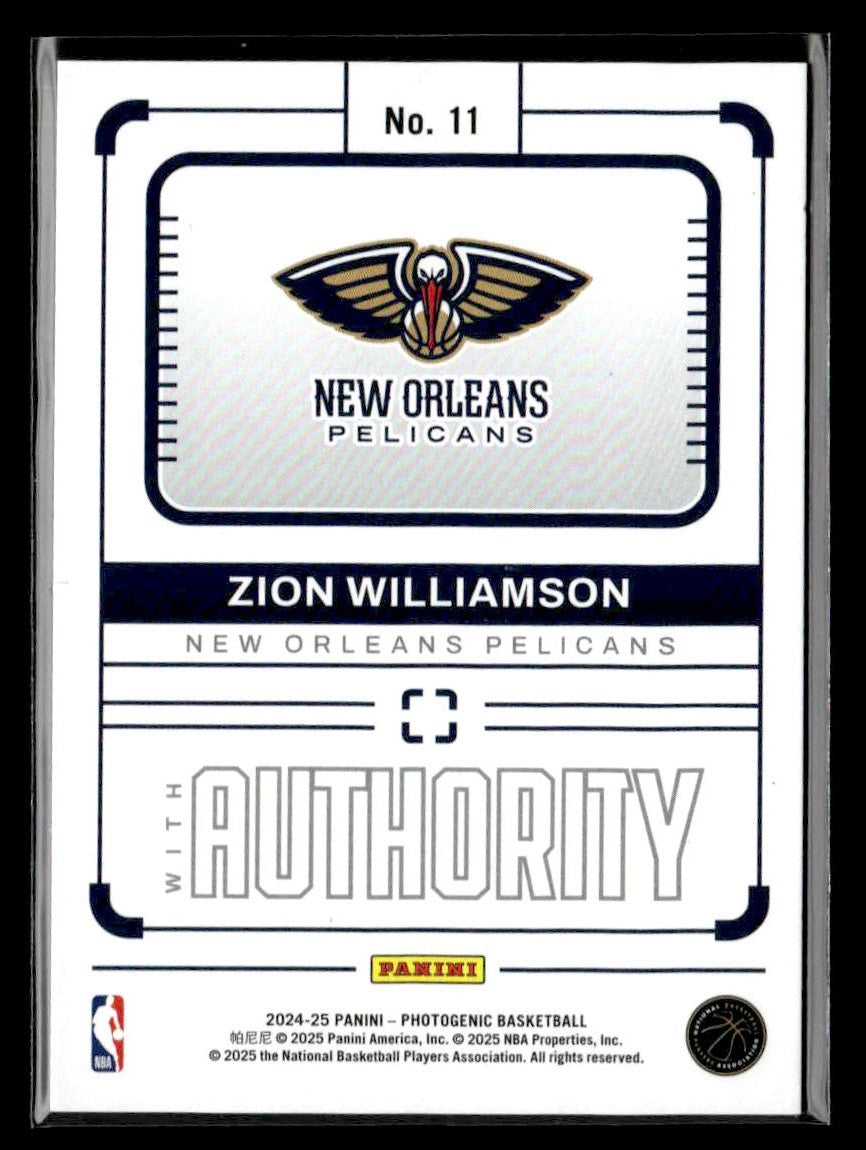 2024-25 Panini Photogenic #11 Zion Williamson With Authority Lava #/15