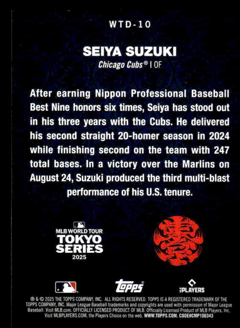 2025 Topps #WTD-10 Seiya Suzuki World Tour Domination