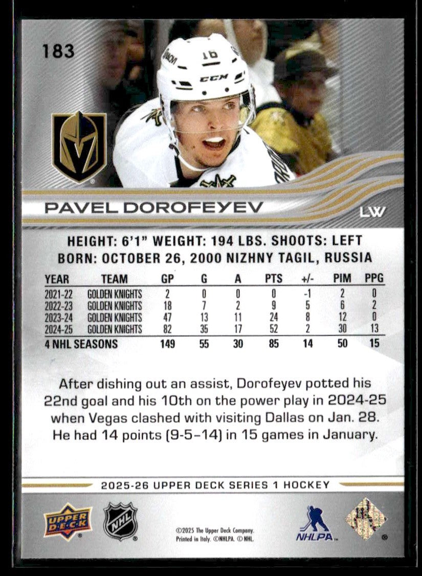 2025-26 Upper Deck #183 Pavel Dorofeyev