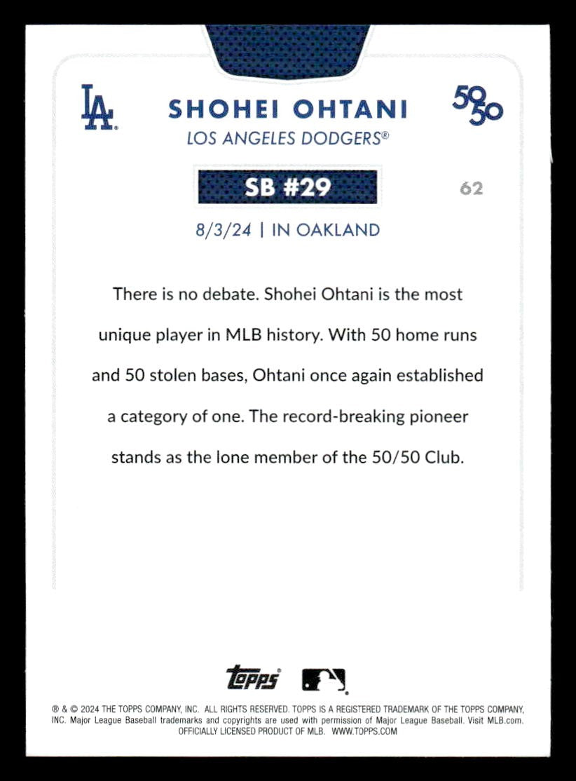 2024 Topps 50/50: Shohei Ohtani #62 Shohei Ohtani