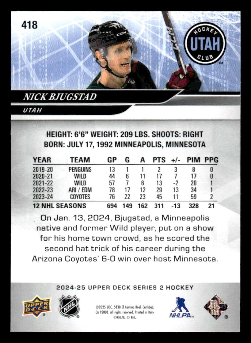 2024-25 Upper Deck #418 Nick Bjugstad