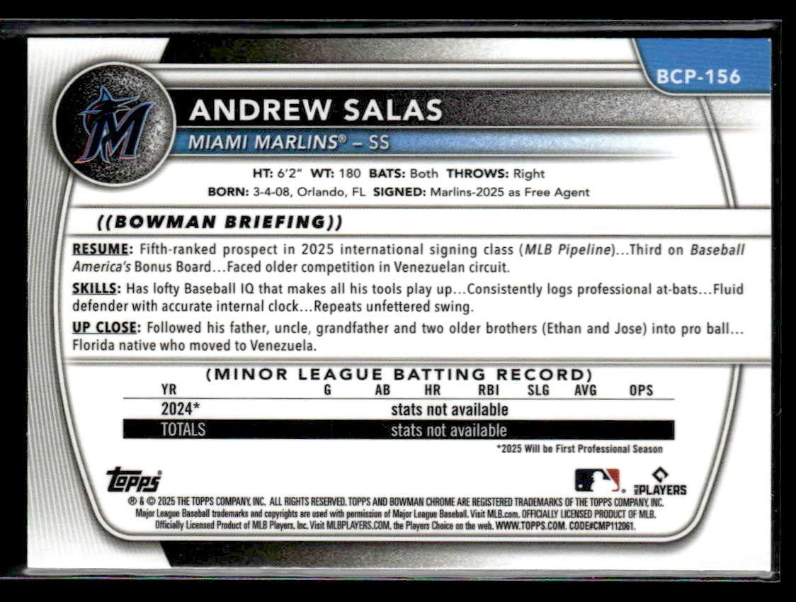 2025 Donruss Chrome #BCP-156 Andrew Salas