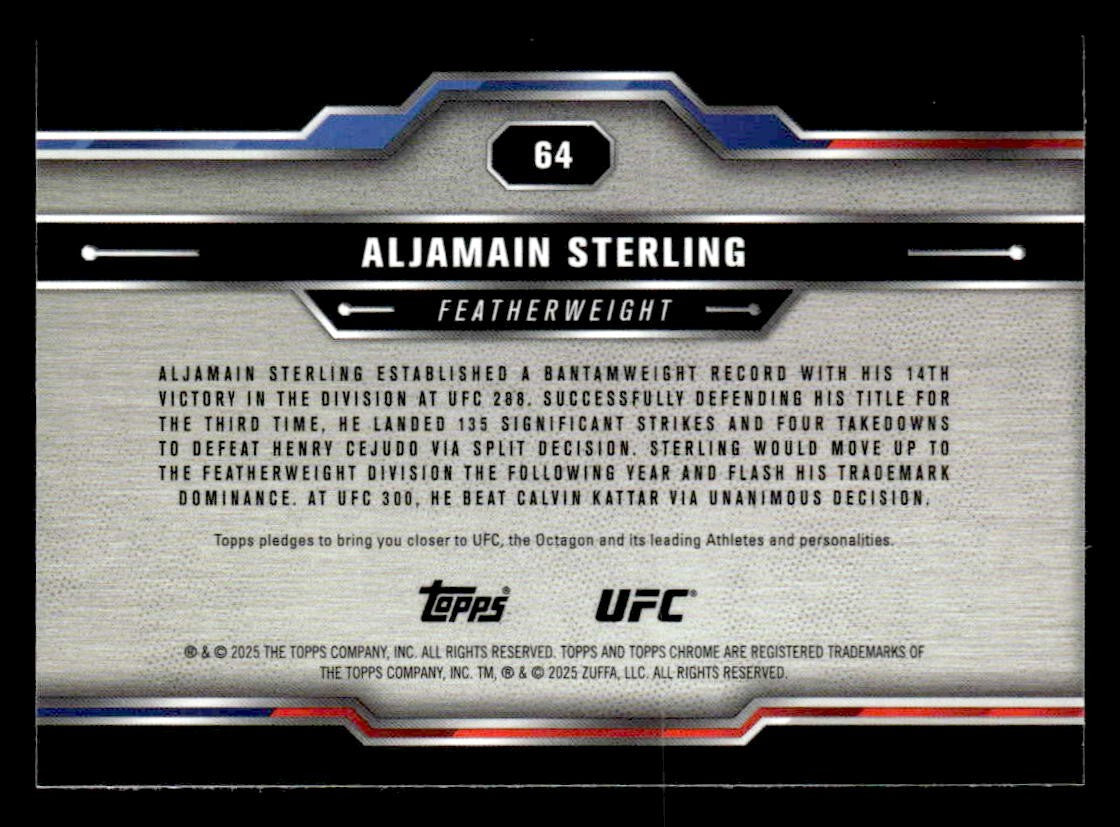 2025 Topps Chrome UFC #64 Aljamain Sterling