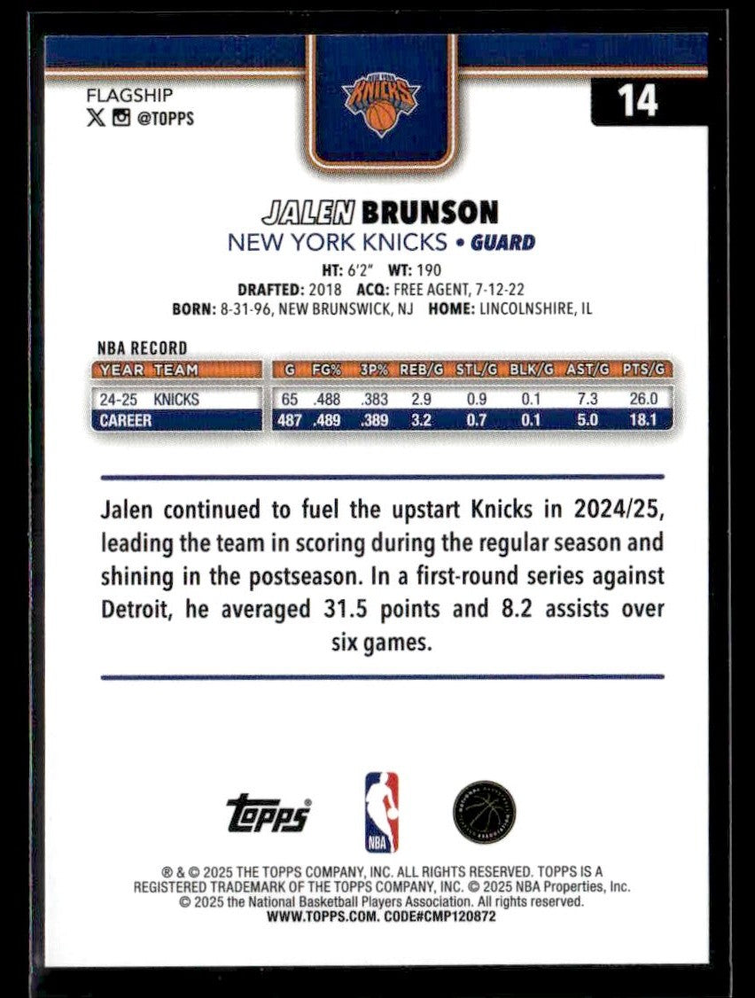 2025-26 Topps #14 Jalen Brunson